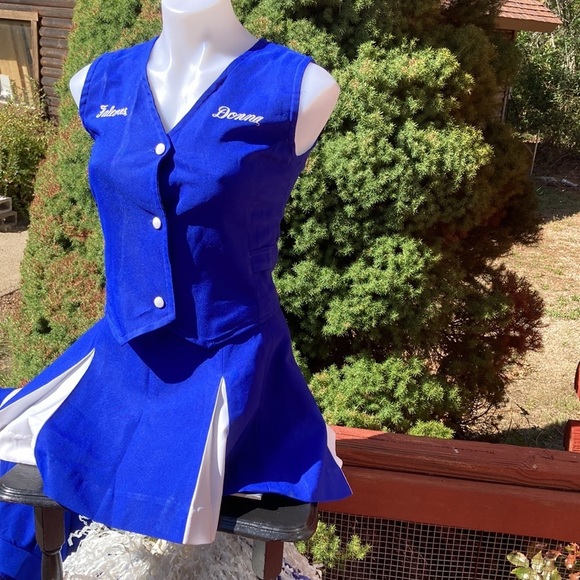 Cheerleader outfit vintage hand made 6 piece outfit pom poms skirt vest - Picture 15 of 16